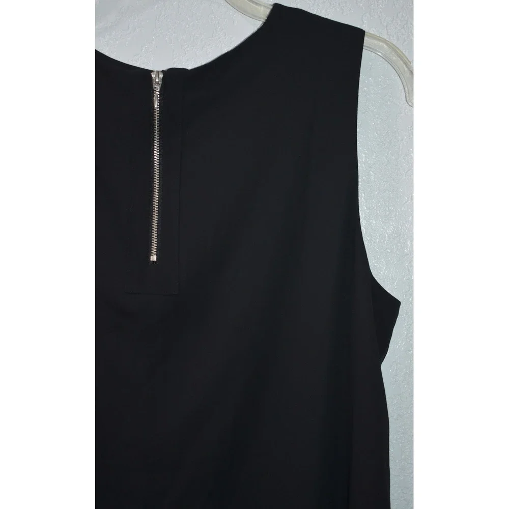 Chicos 2/Large Sleeveless Top Tulip Layered Black Blouse Back Exposed Zipper